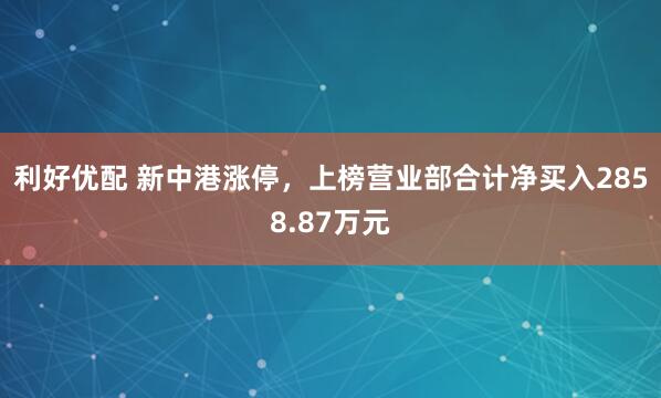 利好优配 新中港涨停，上榜营业部合计净买入2858.87万元