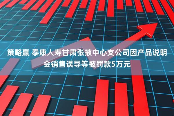 策略赢 泰康人寿甘肃张掖中心支公司因产品说明会销售误导等被罚款5万元
